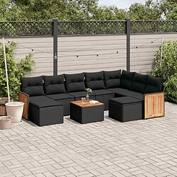 Maison Chic Salon de jardin 10 pcs avec coussins, Ensemble Tables et chaises d'extérieur noir résine tressée -GKD315100