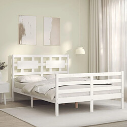 Avis Maison Chic Cadre/structure de lit avec tête de lit pour adulte - Lit Moderne Chambre blanc 140x190 cm bois massif -MN54403