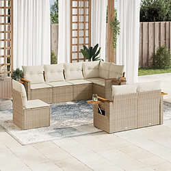 vidaXL Salon de jardin avec coussins 8 pcs beige résine tressée 