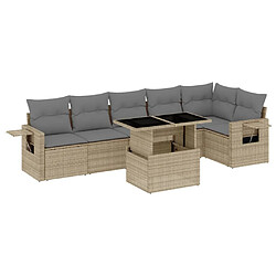 vidaXL Salon de jardin avec coussins 7 pcs beige résine tressée