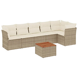 vidaXL Salon de jardin avec coussins 7 pcs beige résine tressée