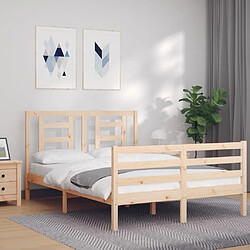 Maison Chic Cadre/structure de lit avec tête de lit pour adulte - Lit Moderne Chambre 140x190 cm bois massif -MN60271