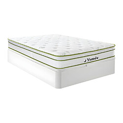 Vente-Unique Ensemble 160 x 200 cm sommier coffre blanc + matelas ressorts ensachés 5 zones et coutil bambou ép.28cm - PASIR de YSMÉE