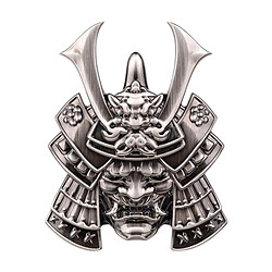 3D Samouraï Masque SUV Voiture Autocollant Coffre Gobelets Badge Autocollant Argent