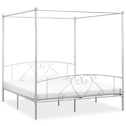 vidaXL Cadre de lit sans matelas avec baldaquin blanc 180x200 cm métal