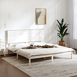 Maison Chic Lit Moderne Chambre - Cadre/structure de lit pour adulte Blanc Bois massif 180x200 cm Super King -MN48097