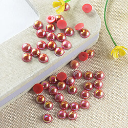 Acheter 100 pièces demi perle perle dos plat 8mm scrapbooking pour diy artisanat bordeaux