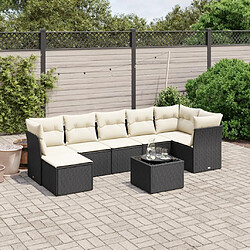 Maison Chic Ensemble Tables et chaises d'extérieur 8 pcs avec coussins,Salon de jardin noir résine tressée -GKD262314