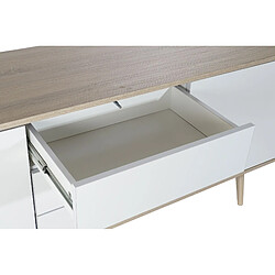 Avis Pegane Buffet meuble de rangement en MDF coloris blanc / naturel et métal - Longueur 170 x Hauteur 76 x Profondeur 45 cm