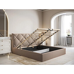 Avis Lit coffre 160 x 200 cm - Velours - Beige + Matelas - STARI de Pascal Morabito