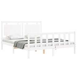 Acheter Maison Chic Cadre/structure de lit avec tête de lit pour adulte - Lit Moderne Chambre blanc King Size bois massif -MN20081