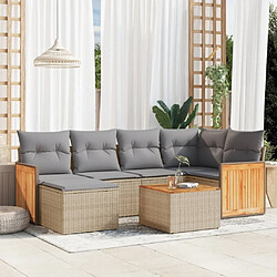 Maison Chic Salon de jardin avec coussins 7 pcs | Ensemble de Table et chaises | Mobilier d'Extérieur beige résine tressée -GKD39815