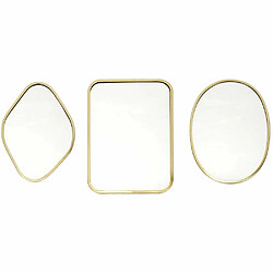 The Home Deco Factory Set de 3 miroirs décoratifs en métal doré. Set de 3 miroirs décoratifs en métal doré