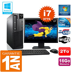 PC Lenovo M92p SFF Core I7-3770 Ram 16Go Disque 2 To Wifi W7 Ecran 19" - Occasion