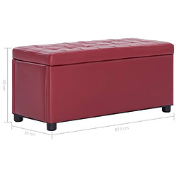 vidaXL Pouf de rangement 87,5 cm Rouge bordeaux Similicuir pas cher