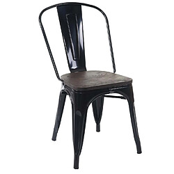 Avis Mendler 2x chaise de bistro HWC-A73, avec siège en bois, chaise empilable, métal, design industriel ~ noir