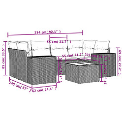 Avis vidaXL Salon de jardin avec coussins 7 pcs gris résine tressée