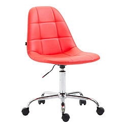 Decoshop26 Chaise de bureau tabouret d'ordinateur sur roulettes hauteur réglable en synthétique rouge TABO10112