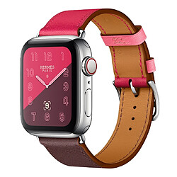 Wewoo Bracelet pour en cuir bicolore à boucle unique Apple Watch séries 3 et 2 et 1 42 mmrouge vineux + rose foncé + clair 