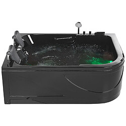 Beliani Baignoire d'angle droit noire 170 x 119 cm avec LED BAYAMO