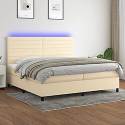 vidaXL Sommier à lattes de lit et matelas et LED Crème 200x200cm Tissu 