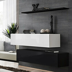 Paris Prix Lot de 2 Bancs Muraux & Étagère Switch SBII 130cm Blanc & Noir 