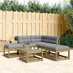 vidaXL Salon de jardin 5 pcs avec coussins bois de pin imprégné