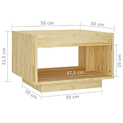 vidaXL Table basse 50x50x33,5 cm bois de pin massif pas cher