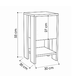 Acheter Toilinux Table de chevet 1 porte - L.30 cm - Beige et Gris