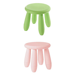 Pack 2 Enfants Assemblage Tabouret Pépinière Siège Meubles 12x12 Pouces Vert / Rose