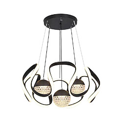 Universalis Black Orb Study Room Led Tri-colour Changing Light Chandelier 