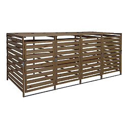 Mendler XL cache poubelle pour 4/8 places HWC-H62, cache poubelle, extensible 110x65x93cm bois massif ~ brun foncé