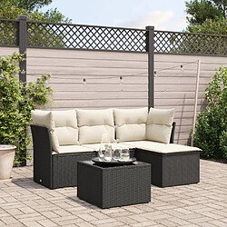 Maison Chic Ensemble de 5 Tables et chaises d'extérieur avec coussins,Salon de jardin noir résine tressée -GKD848161