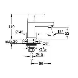 GROHE - Robinet lave mains Eurocube - 23137000