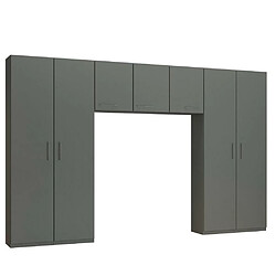 Inside 75 Ensemble de rangement pont 3 portes gris graphite mat largeur 350 cm