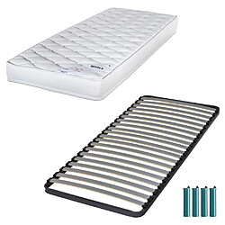 Ebac Matelas mousse + Sommier métal C220 90x190 Marly - Hauteur 15 cm - Soutien ferme 