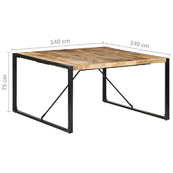 vidaXL Table à manger 140x140x75 cm Bois de manguier brut pas cher