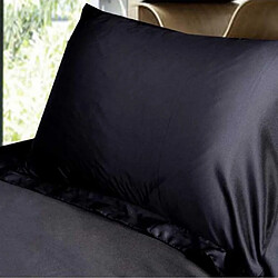 taies d'oreiller soyeuses de luxe de couleur unie queen taille 20x30 pouces noir