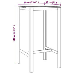 vidaXL Table de bar 60x60x110 cm Bois de pin imprégné pas cher