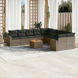 Maison Chic Salon de jardin 11 pcs avec coussins, Ensemble Tables et chaises d'extérieur gris résine tressée -GKD715461