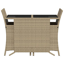 Acheter Maison Chic Ensemble de bistro 3 pcs avec coussins,Table + chaises + coussins de jardin beige résine tressée -GKD682416