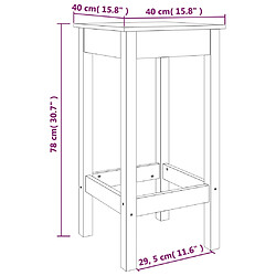 vidaXL Chaises de bar lot de 2 marron miel 40x40x78 cm bois pin solide pas cher