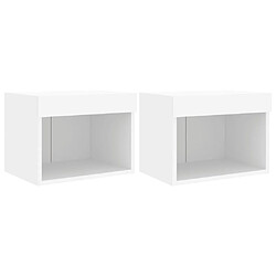 vidaXL Tables de chevet murales avec lumières LED 2 pcs blanc