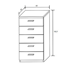 Pegane Chiffonnier, meuble de rangement coloris chêne cambrian, blanc - Longueur 60 x Profondeur 40 x Hauteur 102,7 cm