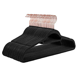 Helloshop26 Cintres en velours lot de 30 antidérapants avec crochets rose gold pivotants épaisseur 0,6 cm longueur 45 cm pour manteaux robes pantalons cravates noir 12_0003411 