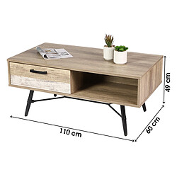 Avis Table basse 1 tiroir 1 Niches en bois avec struture en métal noir 110 x 60 x H 49 cm BROOKLYN+Urban Living