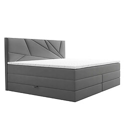 TRADA Lit adulte rembourré VERDE LUX 160x200 avec rangement et matelas ressorts ensachés en gris clair pas cher