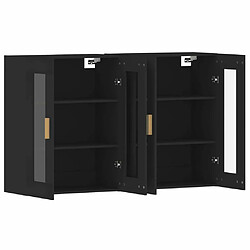 Maison Chic Lot de 2 Armoires murales,Meuble de Rangement,Armoire Suspendue noir bois d'ingénierie -MN11713 pas cher