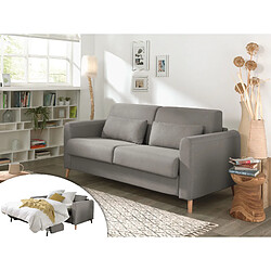 Lisa Design Timo - Canapé 3 places convertible - couchage quotidien - matelas 12 cm - en tissu Timo - Canapé 3 places convertible - couchage quotidien - matelas 12 cm - en tissu - Gris clair