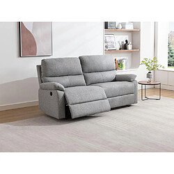 Vente-Unique Canapé 3 places relax électrique en tissu gris clair LUNANO